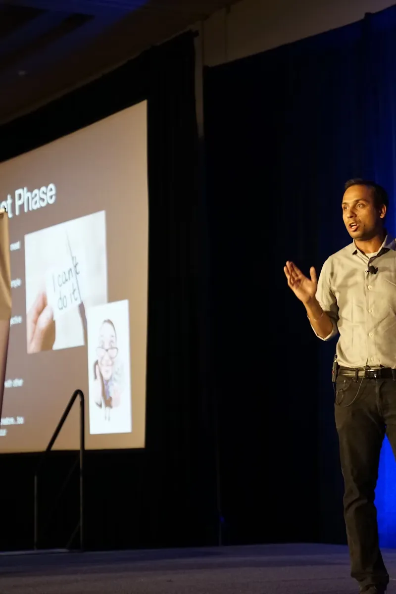 Attendees testing motion prototypes on tablets